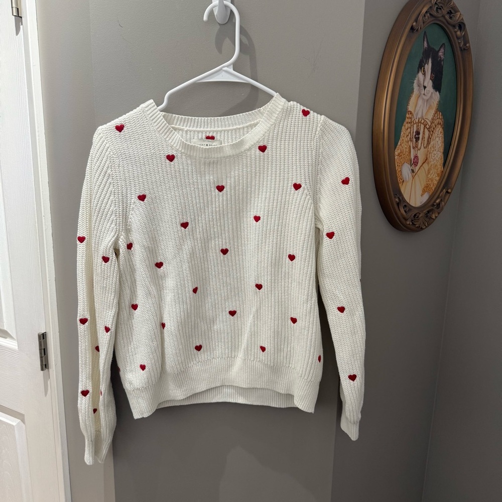 Lucky Brand Off White Sweater with Red Hearts-Sm